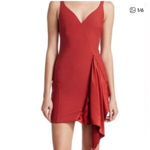 Cinq a Sept Mallory Red Draped Mini Dress